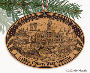 Cabell County West Virginia Engraved Natural Ornament