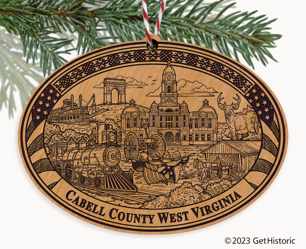 Cabell County West Virginia Engraved Natural Ornament