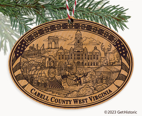 Cabell County West Virginia Engraved Natural Ornament