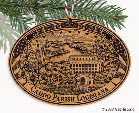 Caddo Parish Louisiana Engraved Natural Ornament