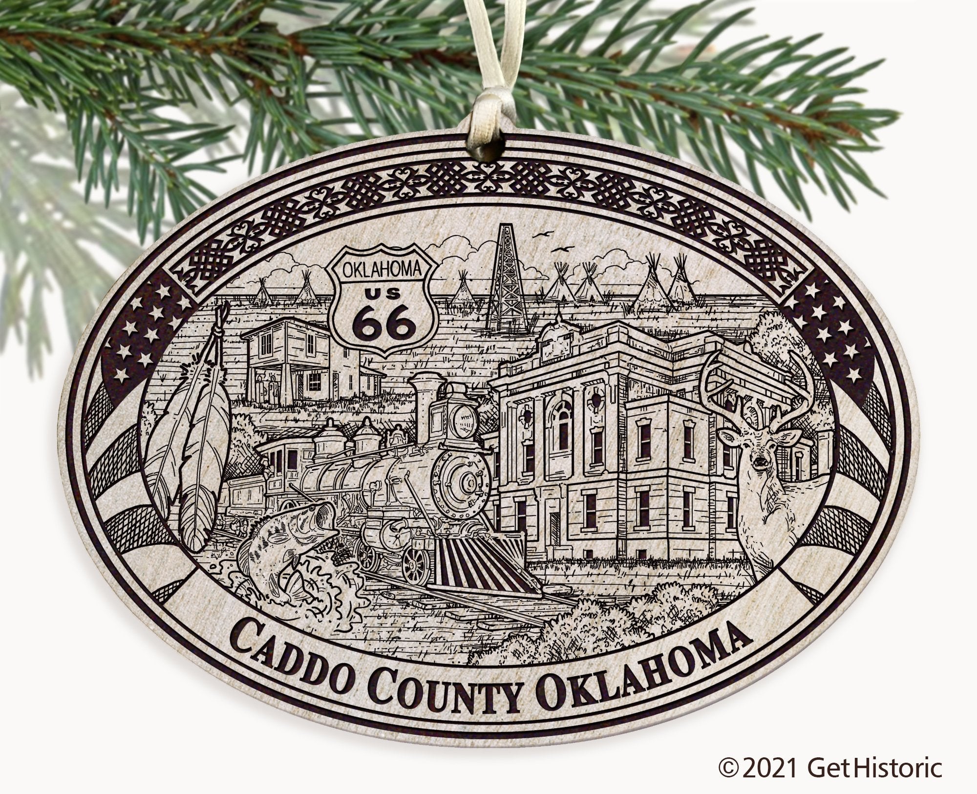 Caddo County Oklahoma Engraved Ornament