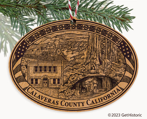 Calaveras County California Engraved Natural Ornament