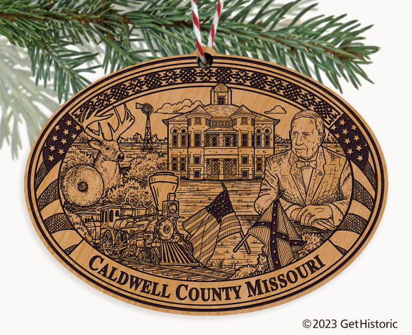 Caldwell County Missouri Engraved Natural Ornament