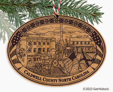 Caldwell County North Carolina Engraved Natural Ornament