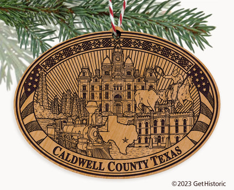 Caldwell County Texas Engraved Natural Ornament