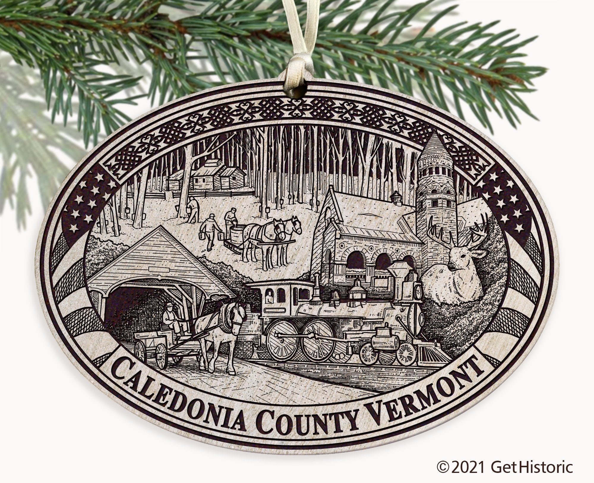 Caledonia County Vermont Engraved Ornament