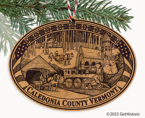 Caledonia County Vermont Engraved Natural Ornament