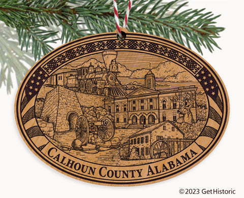 Calhoun County Alabama Engraved Natural Ornament