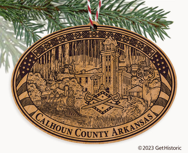 Calhoun County Arkansas Engraved Natural Ornament