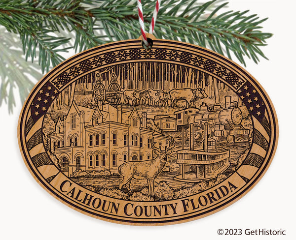 Calhoun County Florida Engraved Natural Ornament