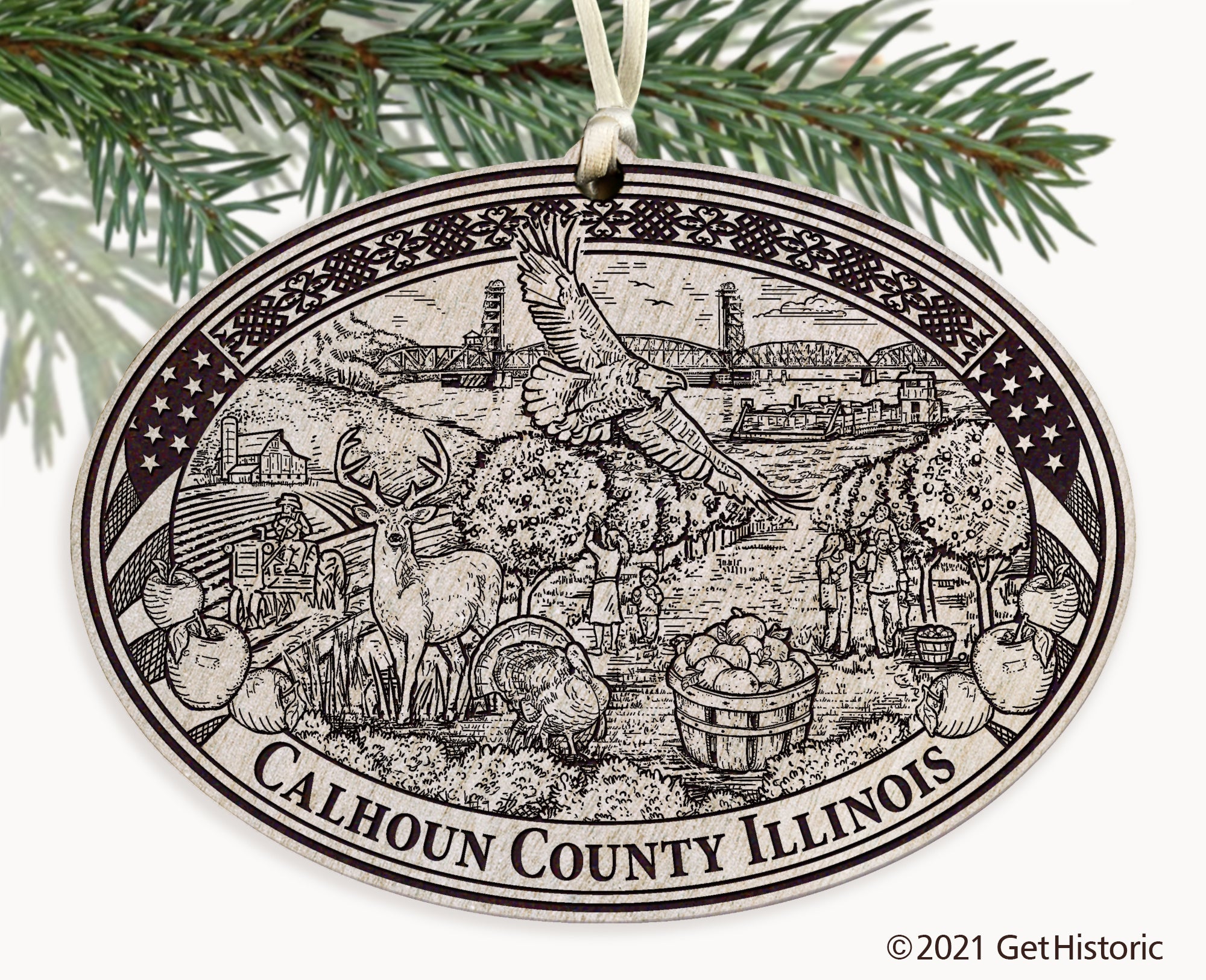 Calhoun County Illinois Engraved Ornament