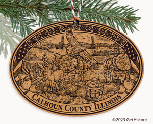 Calhoun County Illinois Engraved Natural Ornament