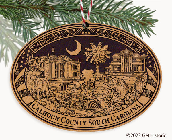 Calhoun County South Carolina Engraved Natural Ornament