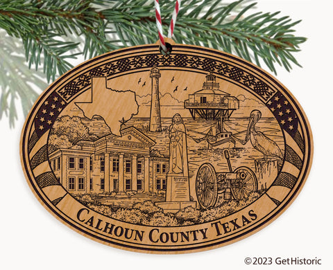 Calhoun County Texas Engraved Natural Ornament
