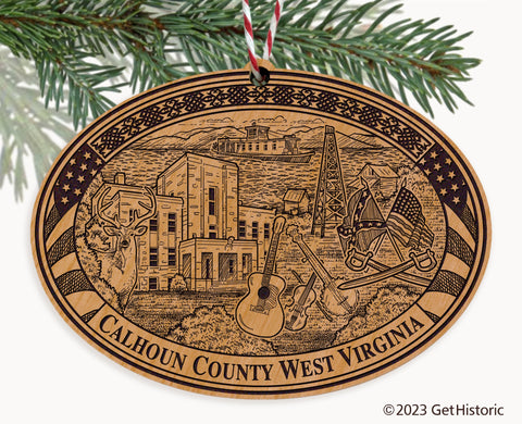 Calhoun County West Virginia Engraved Natural Ornament