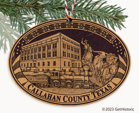 Callahan County Texas Engraved Natural Ornament