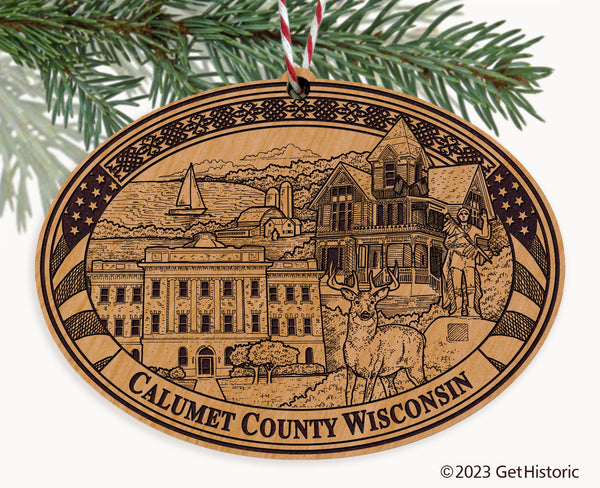 Calumet County Wisconsin Engraved Natural Ornament