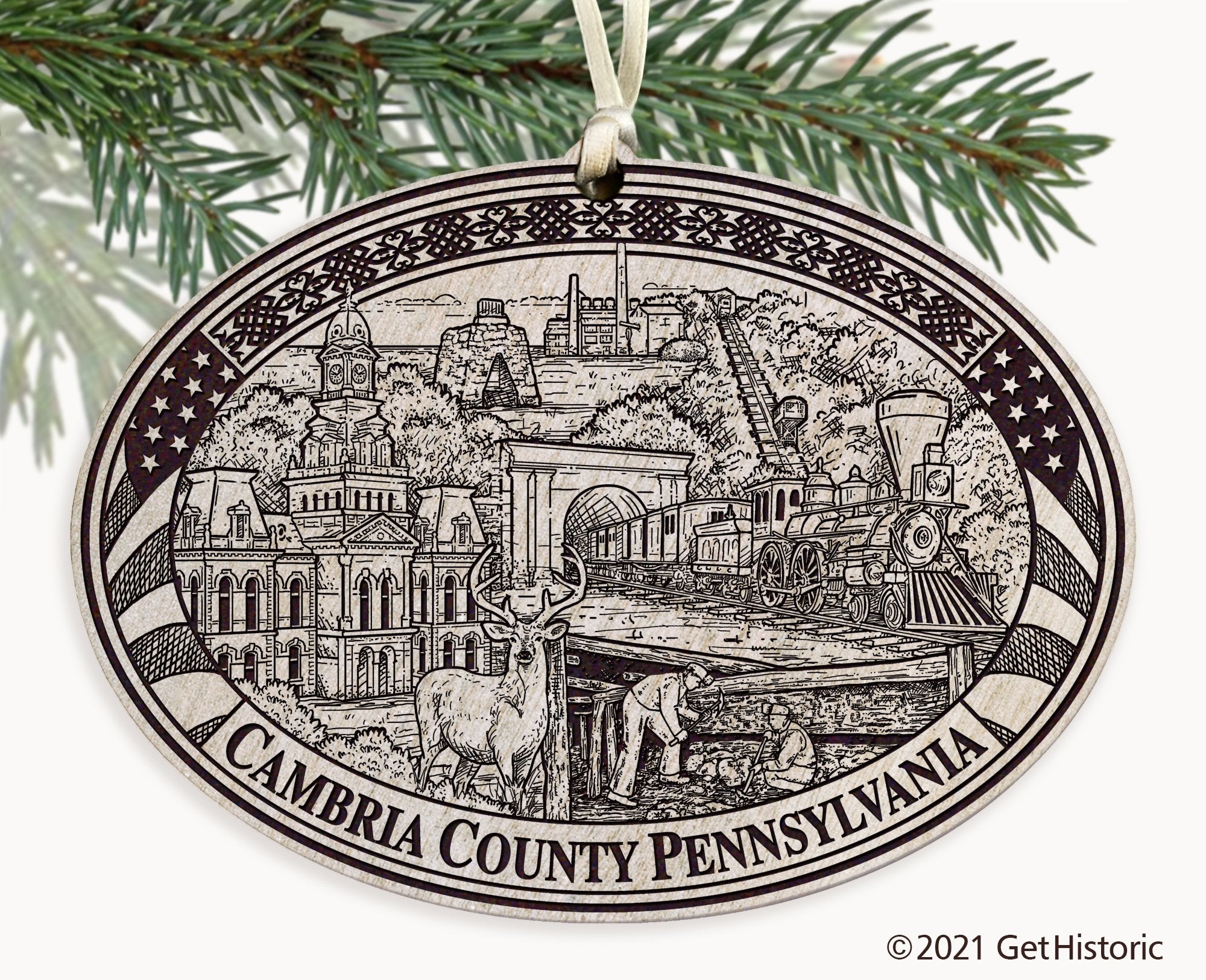 Cambria County Pennsylvania Engraved Ornament