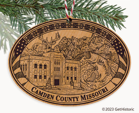 Camden County Missouri Engraved Natural Ornament
