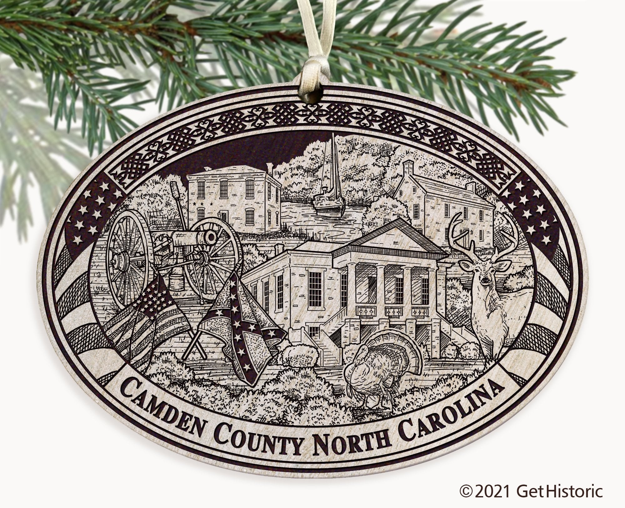 Camden County North Carolina Engraved Ornament