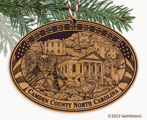 Camden County North Carolina Engraved Natural Ornament