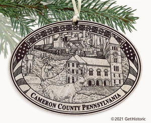Cameron County Pennsylvania Engraved Ornament