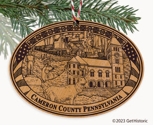 Cameron County Pennsylvania Engraved Natural Ornament