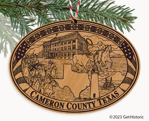 Cameron County Texas Engraved Natural Ornament