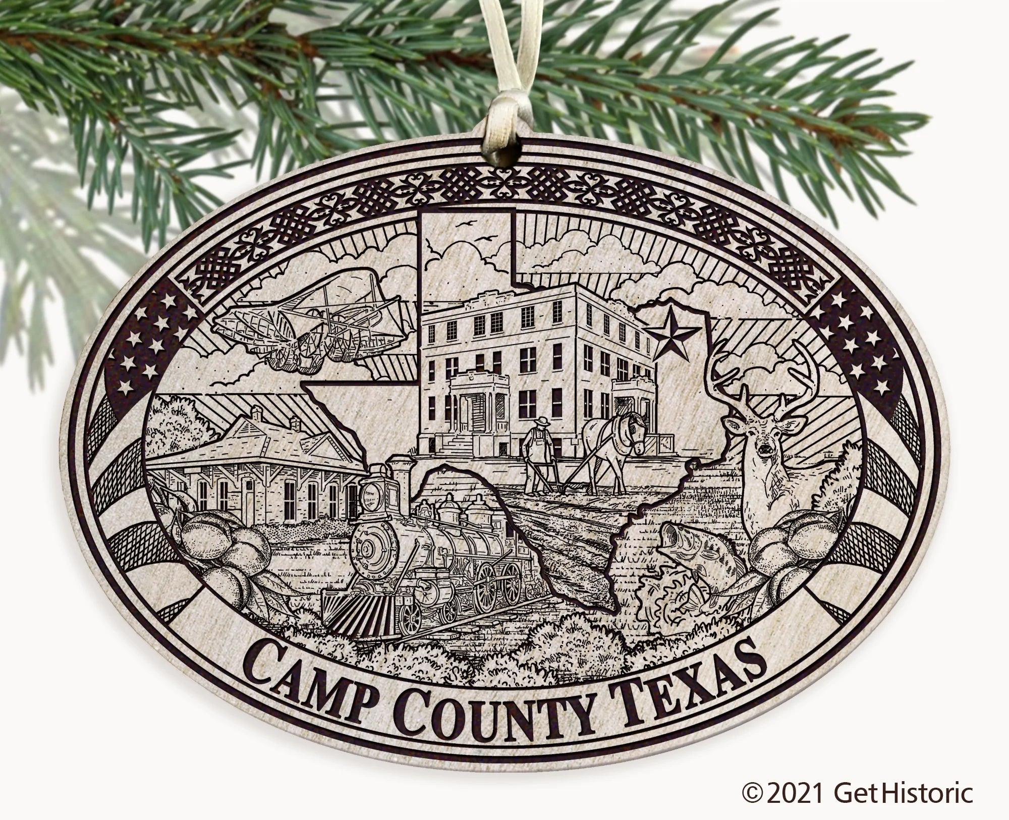 Camp County Texas Engraved Ornament