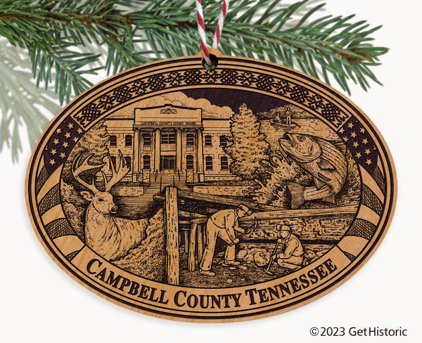 Campbell County Tennessee Engraved Natural Ornament