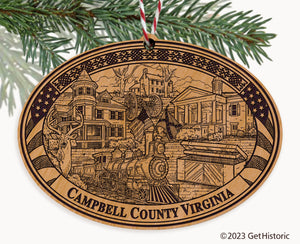 Campbell County Virginia Engraved Natural Ornament