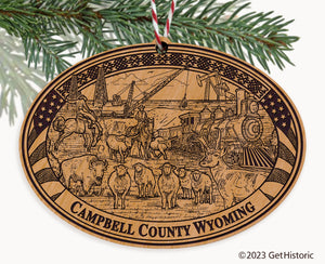 Campbell County Wyoming Engraved Natural Ornament
