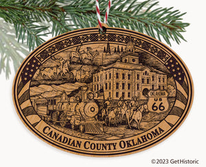 Canadian County Oklahoma Engraved Natural Ornament