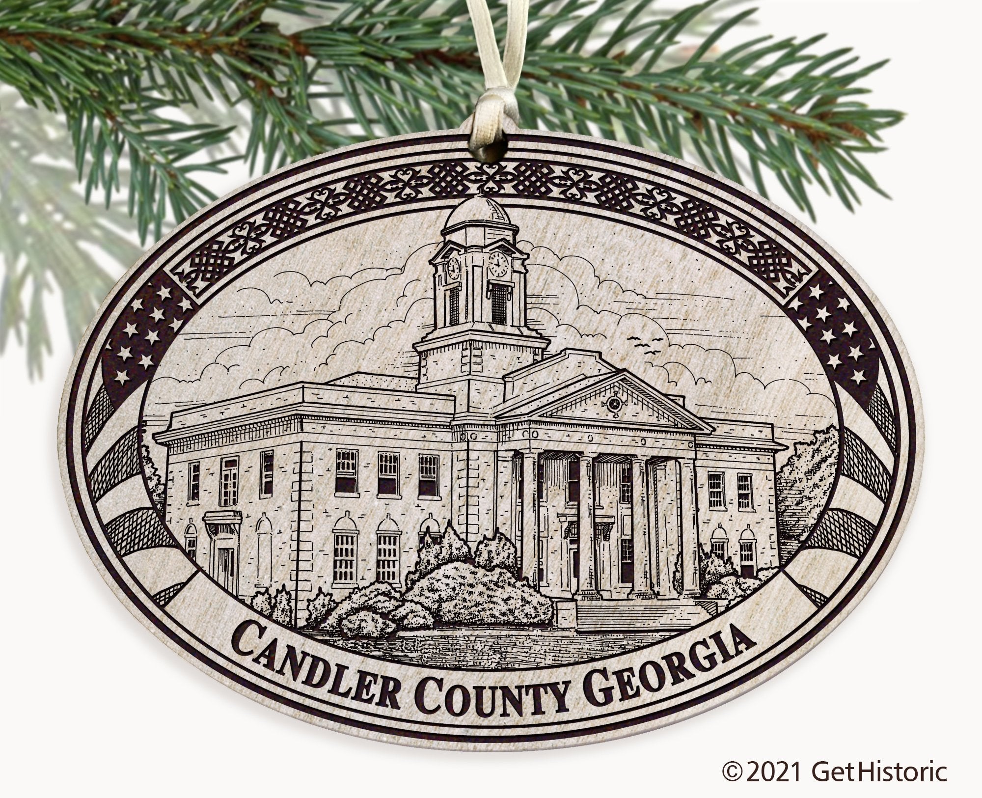 Candler County Georgia Engraved Ornament