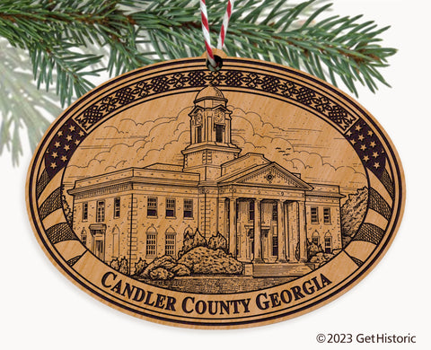 Candler County Georgia Engraved Natural Ornament