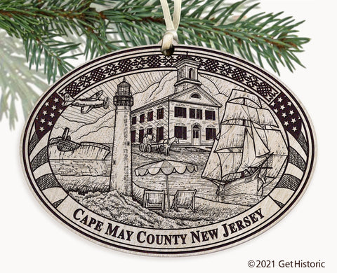 Cape May County New Jersey Engraved Ornament