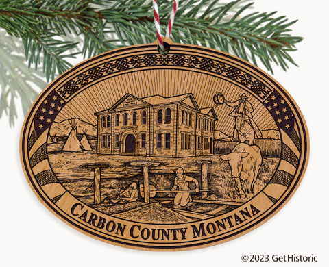 Carbon County Montana Engraved Natural Ornament