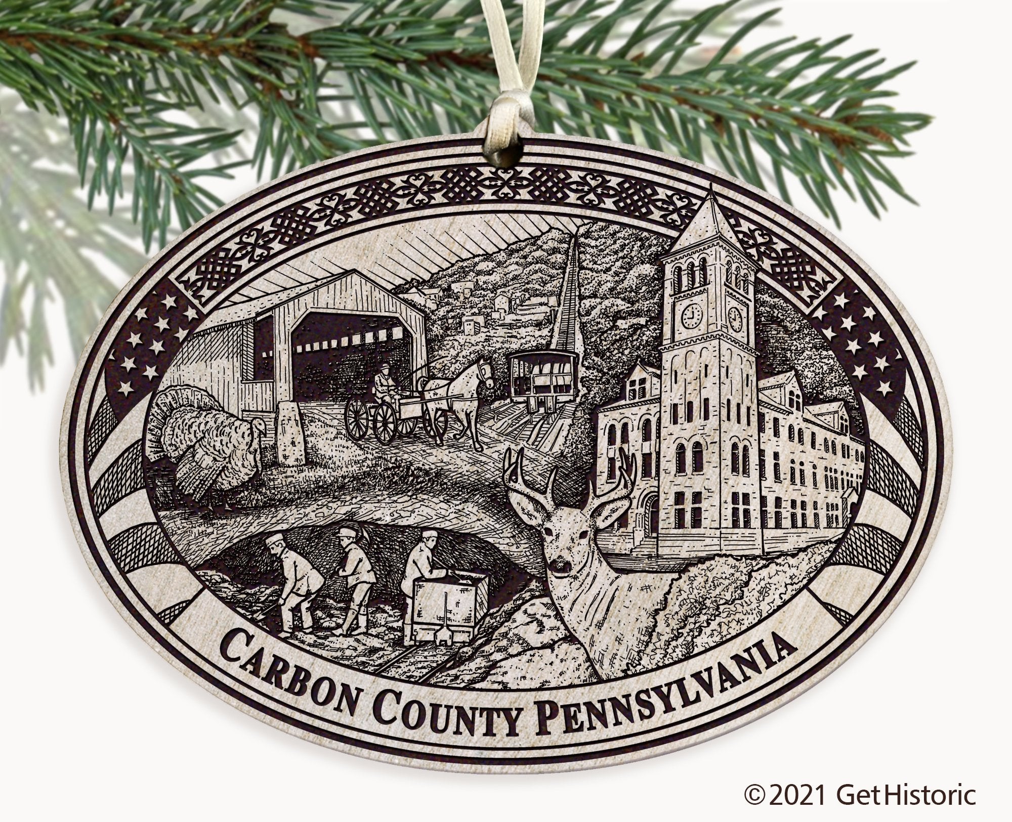 Carbon County Pennsylvania Engraved Ornament