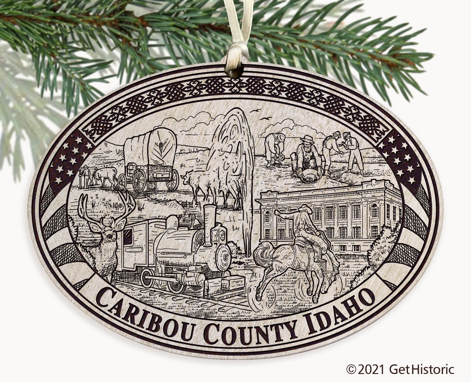 Caribou County Idaho Engraved Ornament