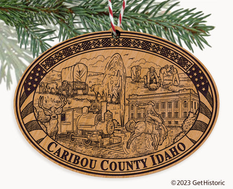 Caribou County Idaho Engraved Natural Ornament