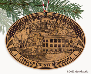Carlton County Minnesota Engraved Natural Ornament