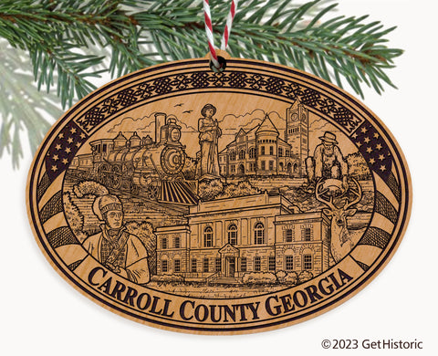 Carroll County Georgia Engraved Natural Ornament
