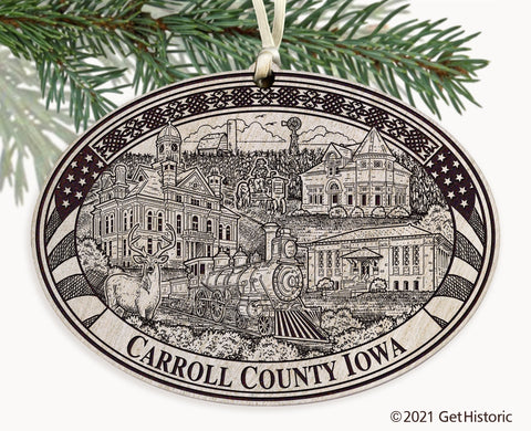 Carroll County Iowa Engraved Ornament