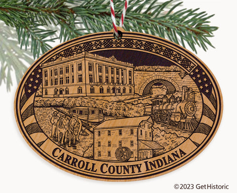 Carroll County Indiana Engraved Natural Ornament