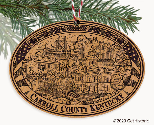Carroll County Kentucky Engraved Natural Ornament