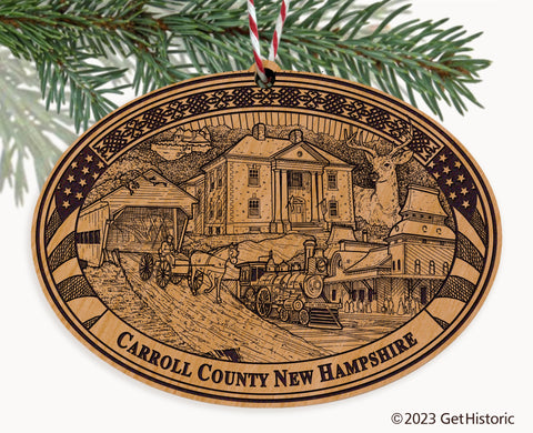 Carroll County New Hampshire Engraved Natural Ornament