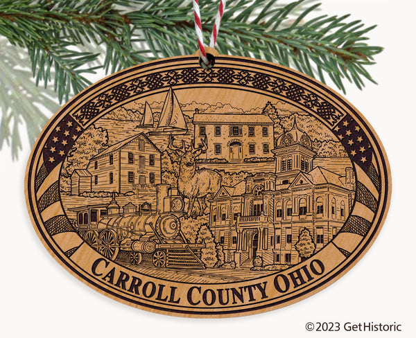 Carroll County Ohio Engraved Natural Ornament