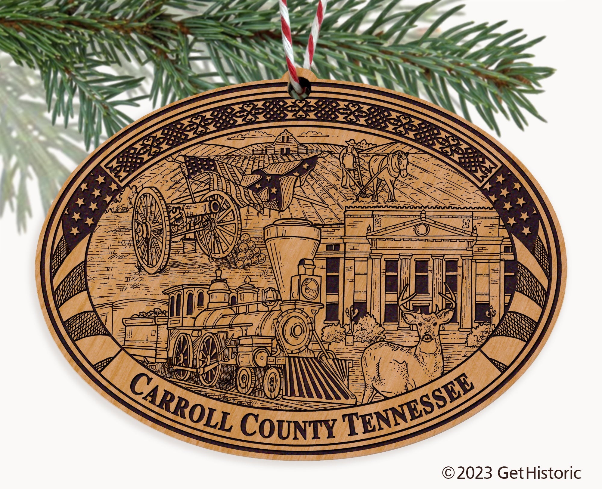 Carroll County Tennessee Engraved Natural Ornament
