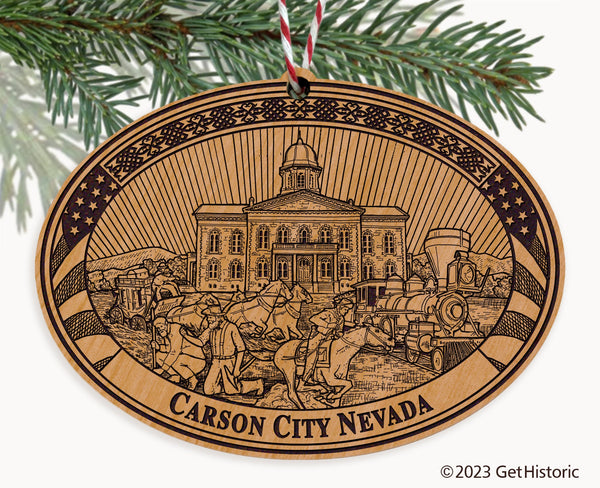 Carson City County Nevada Engraved Natural Ornament