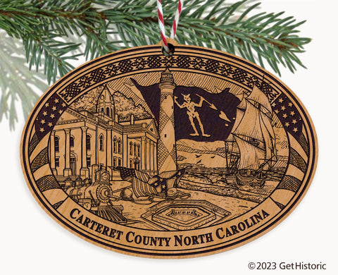 Carteret County North Carolina Engraved Natural Ornament